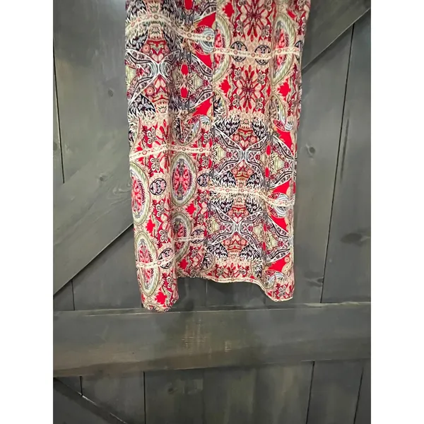 Lulus Red Paisley Mini Dress‎ High Neck Shift Small Boho Festival - Image 7