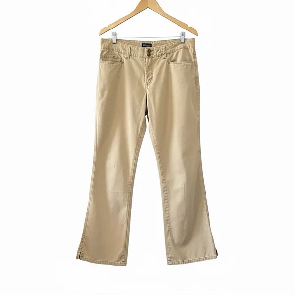 VTG Y2K Abercrombie‎ Women's 10R 25 Issue Wide Leg Flare Pants Khaki Minimalist - Image 2