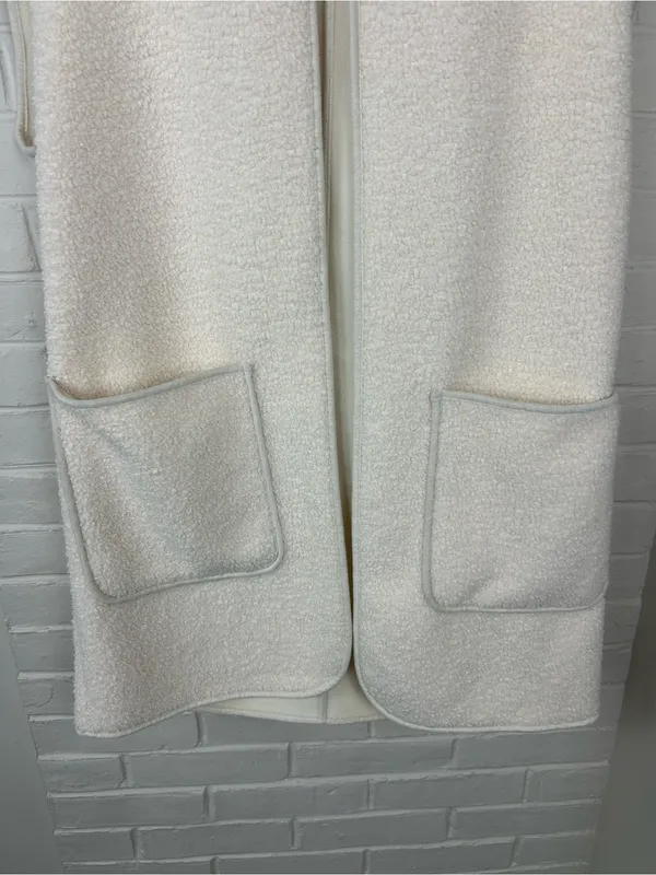 Joie Cream Sherpa Teddy Knit Hooded Long Line Vest Size M - Image 4