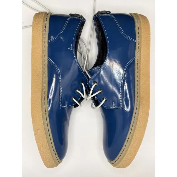 Fred Perry Women's Blue Patent Leather Crepe Sole Derby Oxford Lace Up Shoes S6 - Image 5