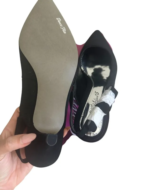EASY STREET Black Lamy Fabric Slingback Bow Kitten Heels Size 8 NEW NIB - Image 4