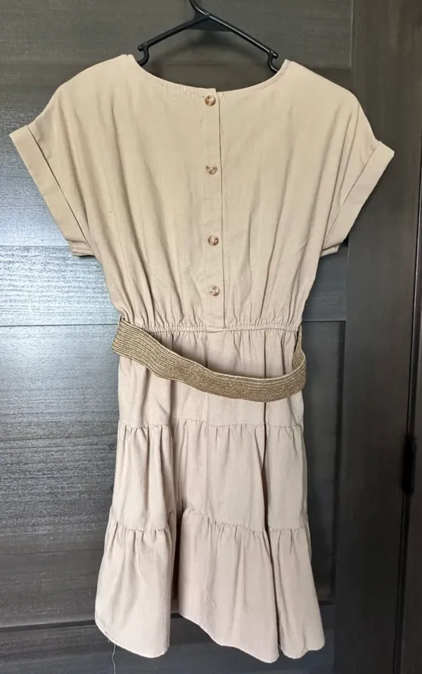 Tan t-shirt belted mini dress - Image 4