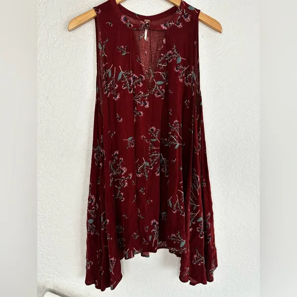 Free People Rust Red Swing Top Dress Festival Choker Boho Babydoll Summer Fall - Image 3