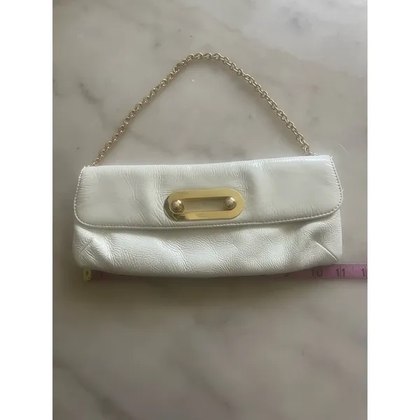 Hobo Vintage White Patent Leather Retro Style Handbag - Image 2