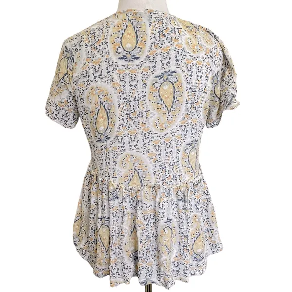 Lucky Brand Pastel Paisley Floral Print Peplum Top M - Image 7
