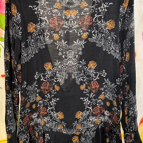 374. Free People black floral mini dress - Image 2