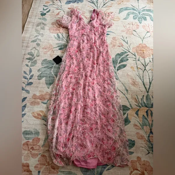 Lulus Dreamiest Desires Pink Floral Flutter Sleeve Maxi Dress - Image 5