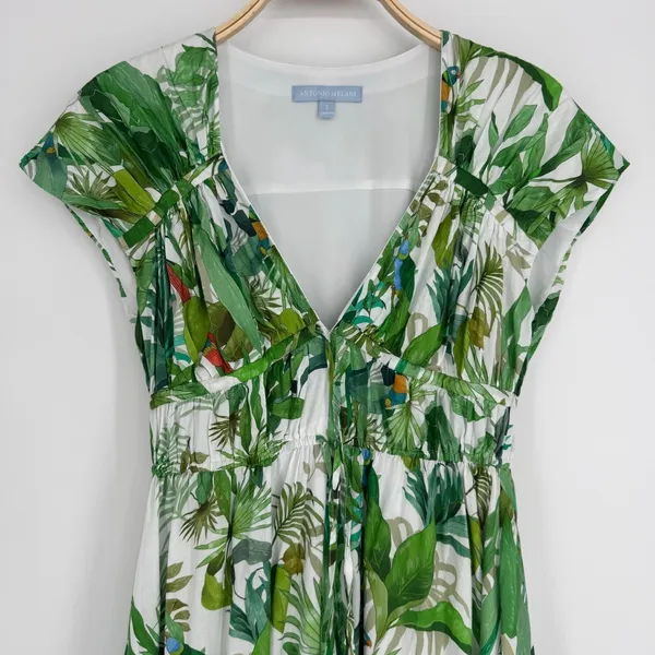 Antonio Melani Tropical Print Midi Dress Size‎ 2 Green Botanical Resort Chic - Image 4