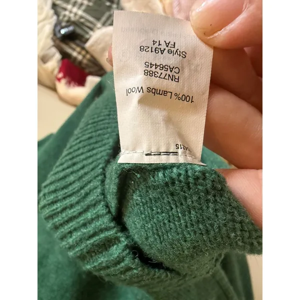 J Crew Green Lambswool Crewneck Pullover Sweater Size‎ S - Image 5