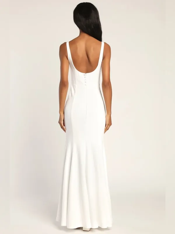 NWOT Lulus Happy Romantic White Bustier Mermaid Maxi Dress M - Image 3