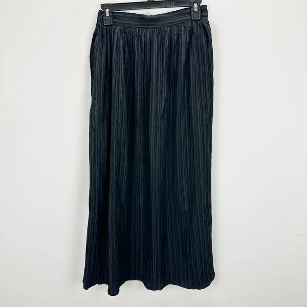 Lulus Midsummer Memories Black Mid-Rise Maxi Skirt Side Slit Plisse XS NWT - Image 7