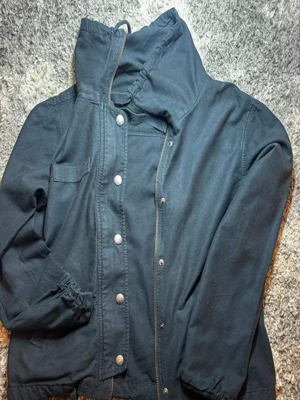 Rubbish Black Canvas Military Utility Jacket - Button & Zip Front - Size M - Image 4