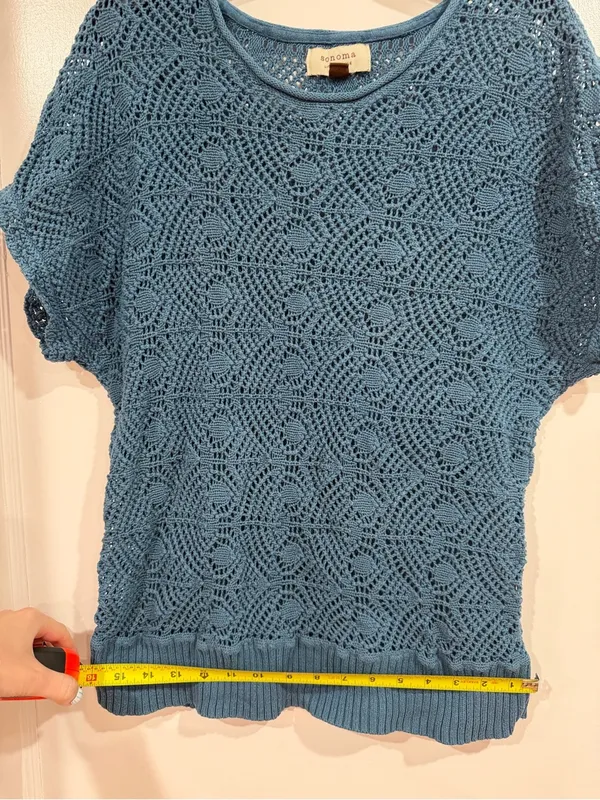 Sonoma Teal Crochet Knit Short Sleeve Top​ - Image 7