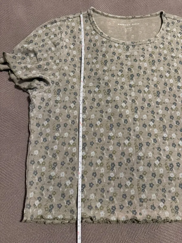 American Eagle Outfitters Crop Top Women XL Green Floral Round Neck Pullover - Image 5
