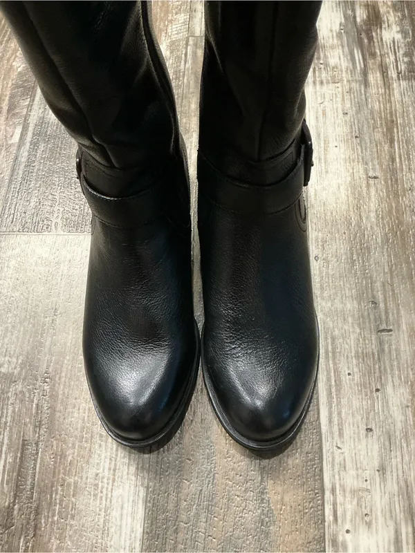 Naturalizer Black Leather Knee High Buckle Boot Size 8.5W Wide Calf - Image 13