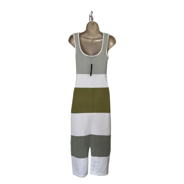 Lulus Women Dress Small Sage Green White Striped Knit Maxi Dress Coastal Chic - Image 4