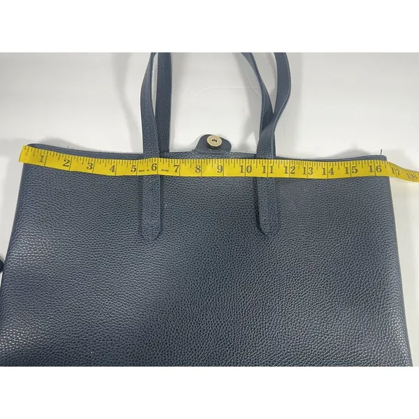 ULTA Beauty Navy Blue Faux Leather & Suede Tote Bag Shoulder Purse Magnetic Snap - Image 5