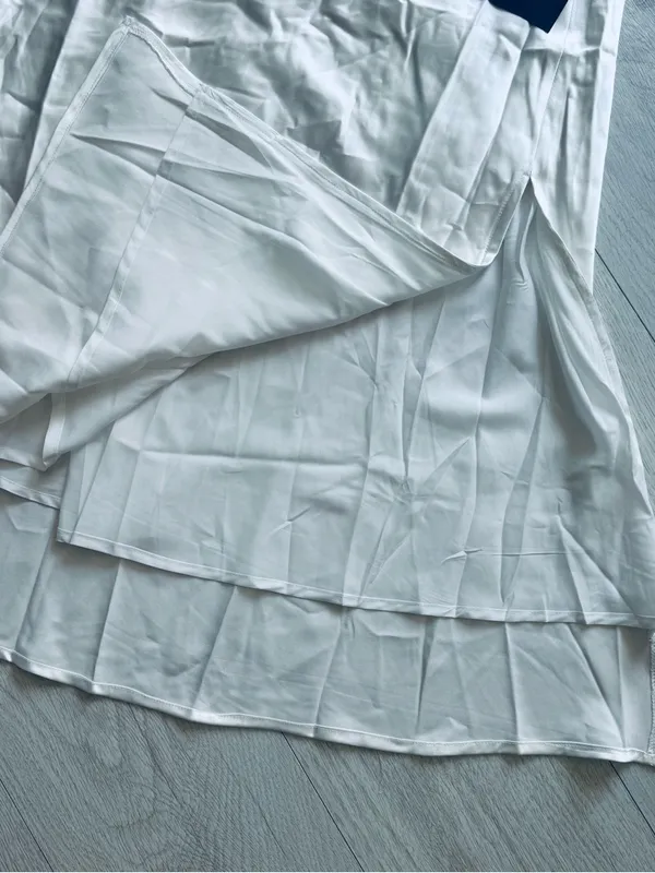 Lulu's White Satin Chain Strap,Slip Midi with Side Slit Size Medium - Image 7