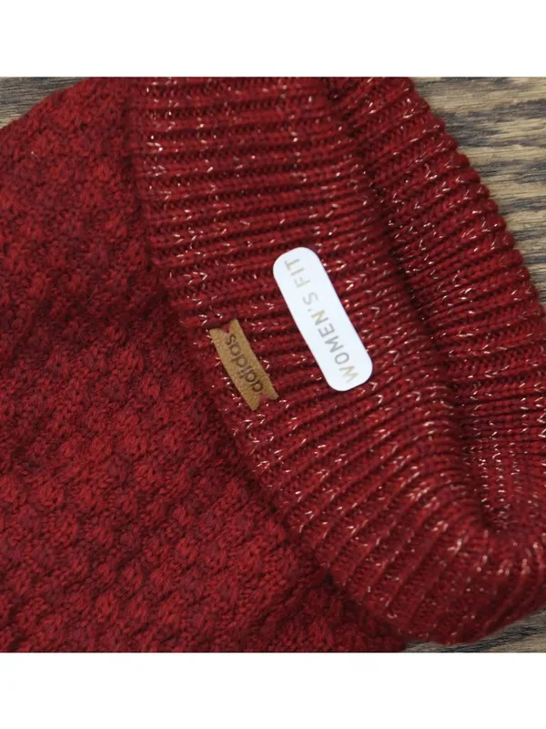 NWT Adidas Twilight II 9" Lurex Ballie Pom Beanie 5149158 Active Maroon Red OSFA - Image 6