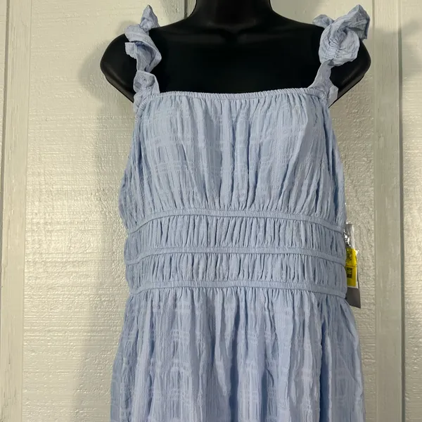 Kingston Grey Women’s Boho Blue Tiered Flutter Sleeve Maxi Dress SZ XL NWT - Image 3