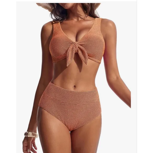 NEW Hanna Nikole High Waisted Bikini 2 Pc Swimsuit Tummy Control XL - Image 7