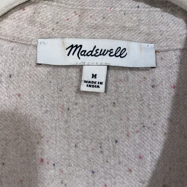 Madewell Button Up Shacket Women M Cream Long Sleeve Pockets Casual Minimalist - Image 4