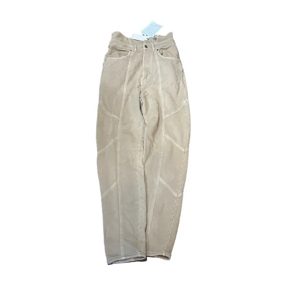 NWT Retrofête Washed Terry Pant in Beige Khaki Cotton High Rise Small NO BELT - Image 6