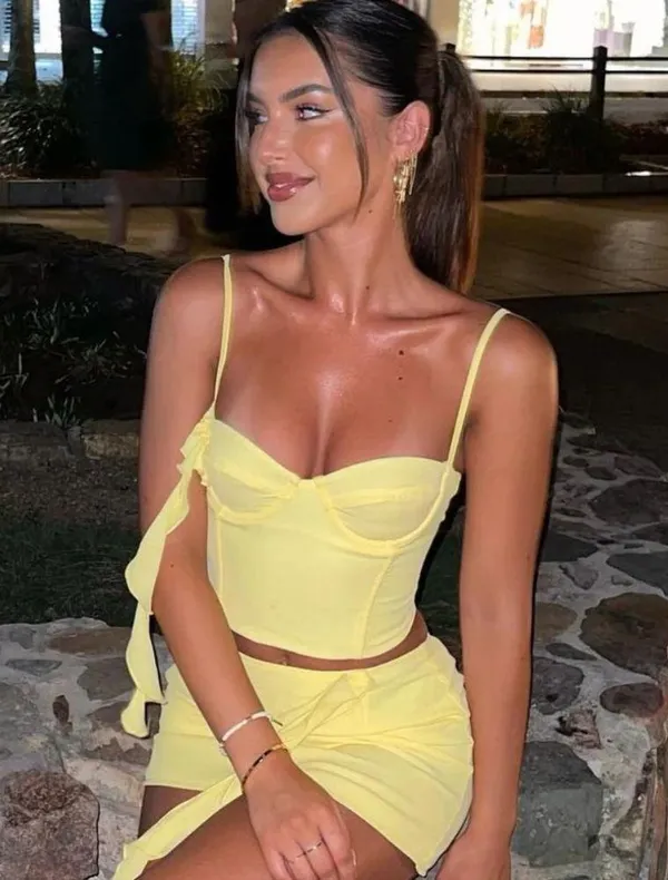 NWT! White Fox Yellow Lemon The Last Goodbye Mini Skirt M - Image 2