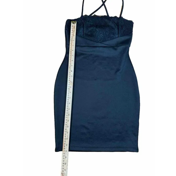 Glare Black Short Bodycon Spaghetti Strap‎ ￼Dress Womens Size Medium Look Small - Image 6