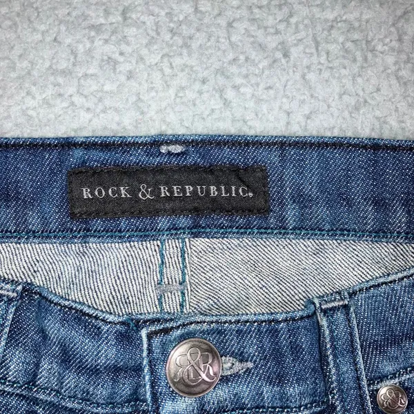 Rock & Republic Bootcut Jeans Women 29 Embroidered Pockets Low Rise Grunge Biker - Image 13