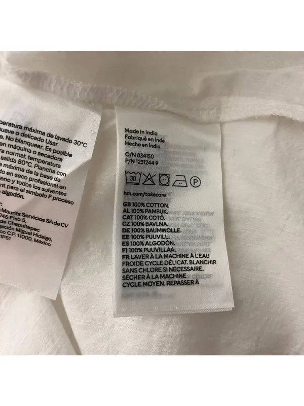 H&M Dress Embroidered Cotton Square Neck A Line Midi White XS - Image 5