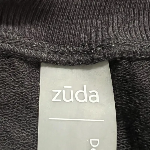 Zuda Sweatshirt Womens Small Black Leopard Print Crewneck Pullover Side Snap - Image 7