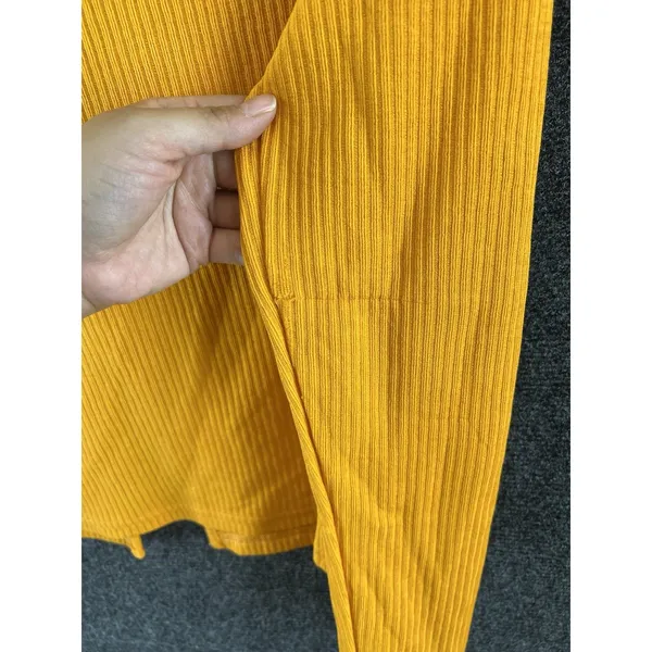 H&M Divided Mustard Yellow Rib Knit Long Sleeve Tie-Front Crop Cardigan Size M - Image 11