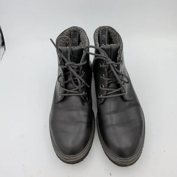 Ecco Crepetray Black Leather Faux Fur Lined Lace Up Ankle Boots EU 40 US 9-9.5 - Image 4