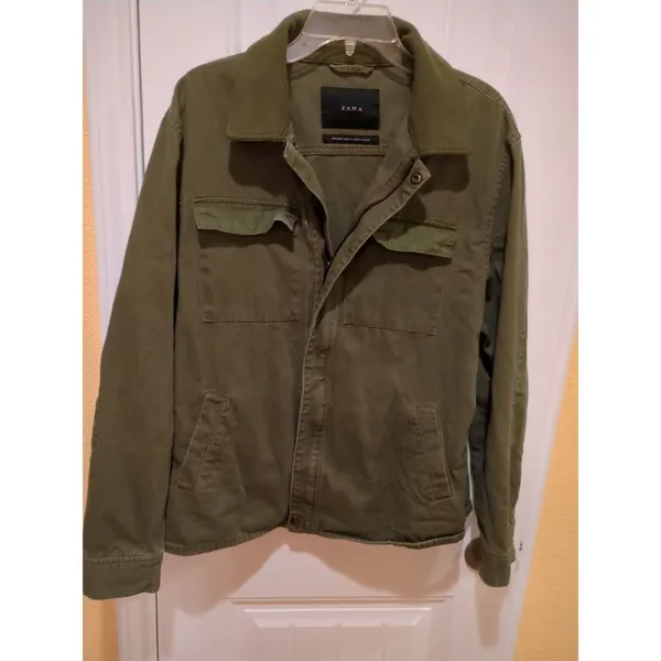Zara Green Military Style Jacket Size L - Image 6