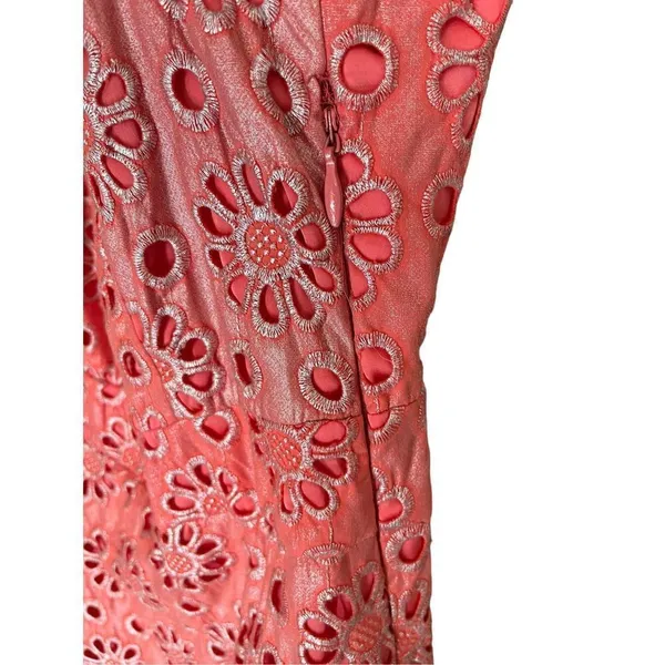 Anthropologie Maeve Coralshine Metallic Eyelet Floral A-Line Sleeveless Dress‎ - Image 8