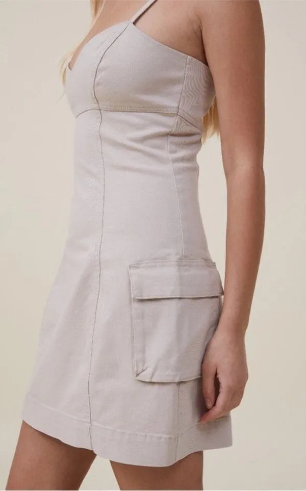 Cotton On Green 100% Cotton Cargo pocket Dress - Image 6