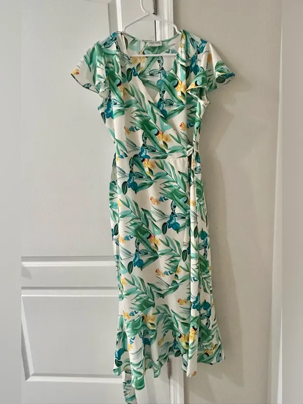 Vine Tree Tropical Wrap Maxi Dress in Size Large - Image 3