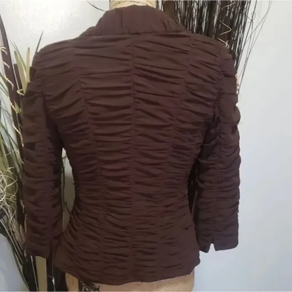Cachet Brown Ruched Blazer Jacket Size 4 - Image 7