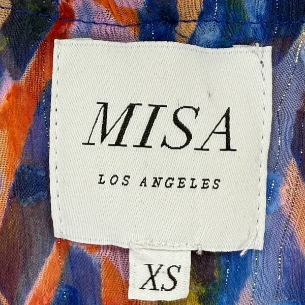 MISA Los Angeles Chiara Dress XS Mini Multicolor Long Sleeve Tiered Sheer‎ Boho - Image 5