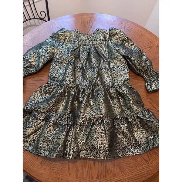 Shop The Mint‎ Gold Leopard Metallic Tiered Babydoll Mini Dress M MJD123-SLING - Image 8