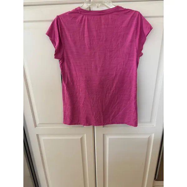 Beverly Hills Polo Club Pink Space Dye V-Neck Activewear Top Womens Large‎ - Image 4