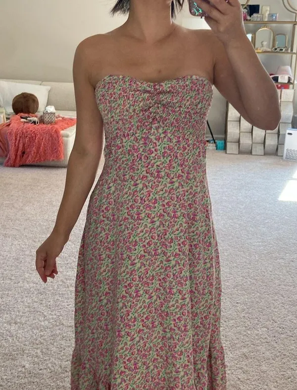 Floral halter neck dress. S Pink - Image 11