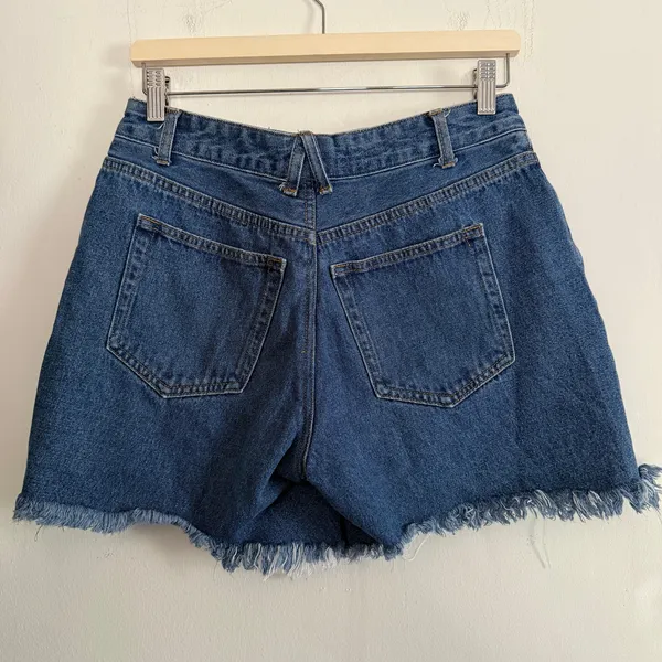LIONESS | Dark Blue Denim Cutoff Jean Shorts 6 inch inseam | Medium - Image 3