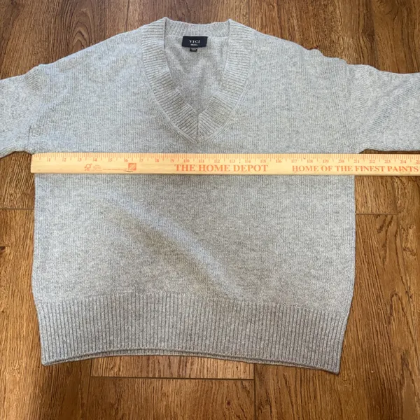 VICI Cashmere Wool Knit Sweater Gray Womens S Capsule‎ Minimalist Quiet Luxury - Image 3