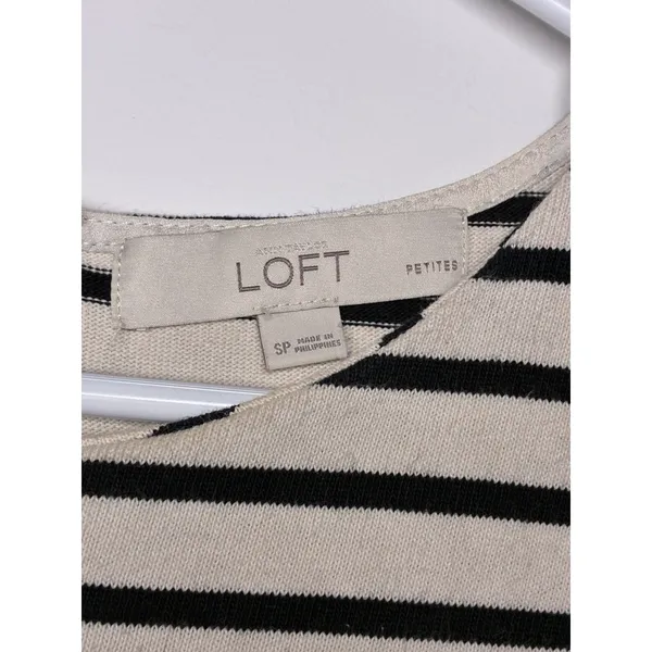 LOFT sleeveless tank top featuring classic black and ivory horizontal stripe SP - Image 3