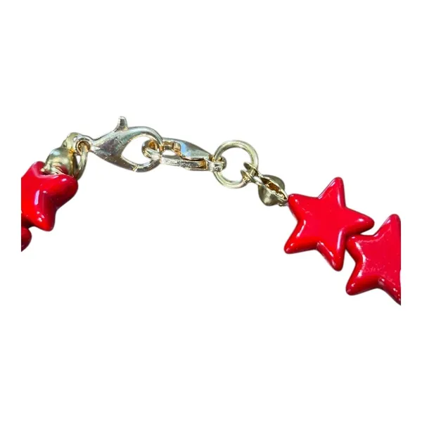 Patriotic‎ Star Beaded Bracelet Women OS Red Y2K Celestial Glossy Bold - Image 3