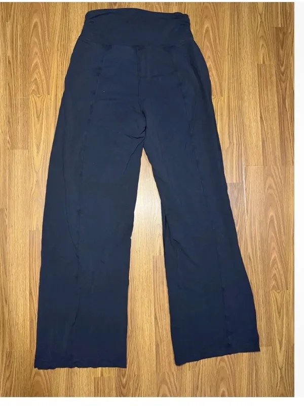 Lululemon High Rise Wide Leg Yoga Soft Athletic Lounge Pants Black 10 - Image 3