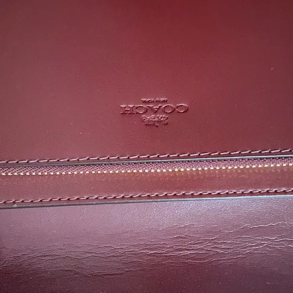 Coach Leather/Canvas Clutch Bag With Floral Print, Burgundy/Cream - Image 5