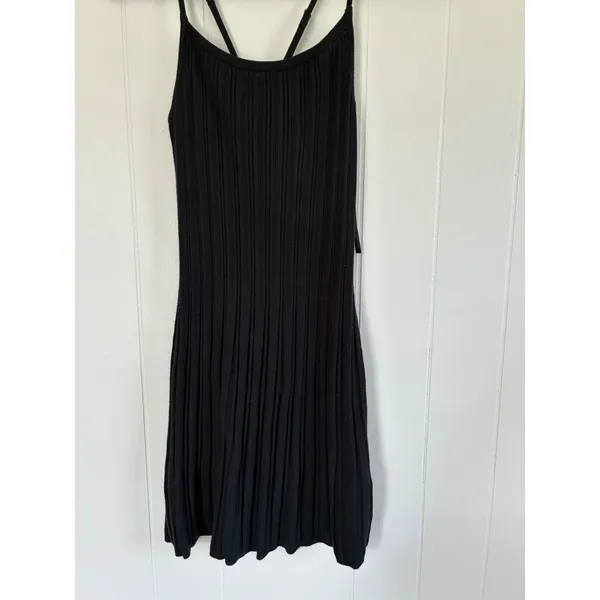Abercrombie & Fitch Black Ribbed Knit Mini Dress‎ Strappy Cross Back Womens XS - Image 2